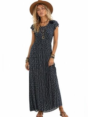 Loveappella Boho Blue Patterned Women's Maxi Dress